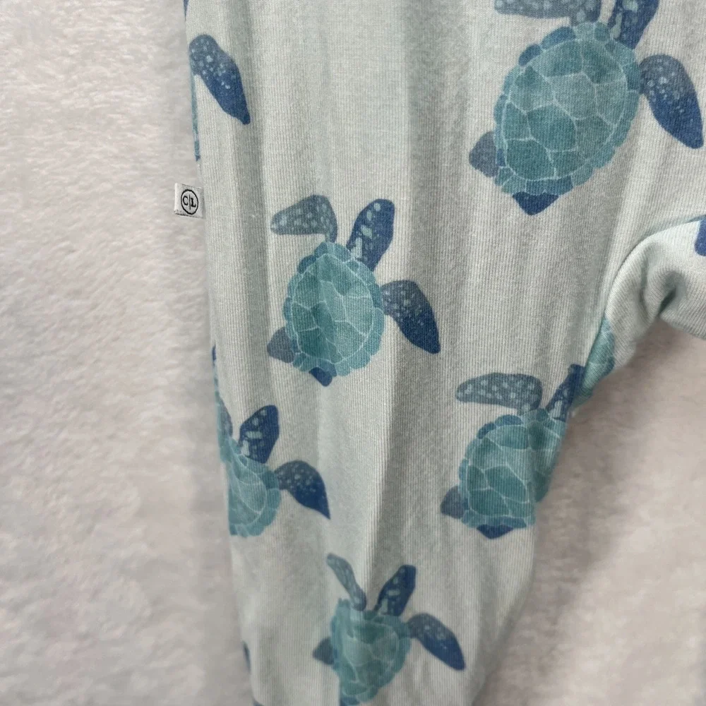 Caden Lane Bamboo Convertible Zipper Sleeper Unisex Baby 3-6m Sea Turtles‎